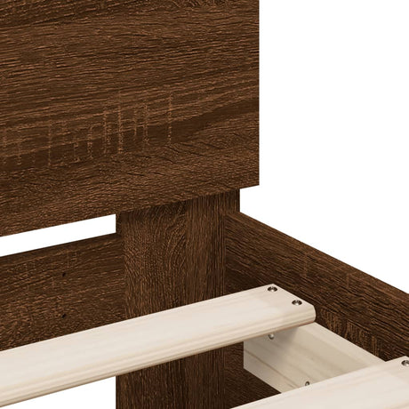 Bedframe met hoofdbord en LED bruin eikenkleur 90x190 cm
