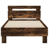 Bedframe met hoofdbord en LED gerookt eikenkleurig 75x190 cm