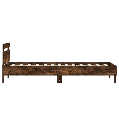 Bedframe met hoofdbord en LED gerookt eikenkleurig 75x190 cm