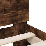 Bedframe met hoofdbord en LED gerookt eikenkleurig 75x190 cm