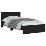 Bedframe met hoofdbord en LED-verlichting zwart 100x200 cm