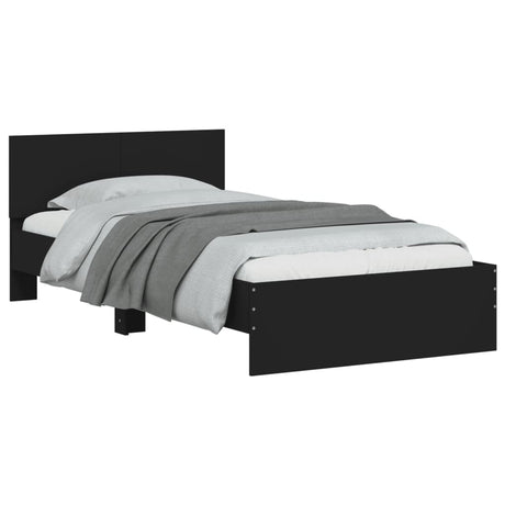 Bedframe met hoofdbord en LED-verlichting zwart 100x200 cm