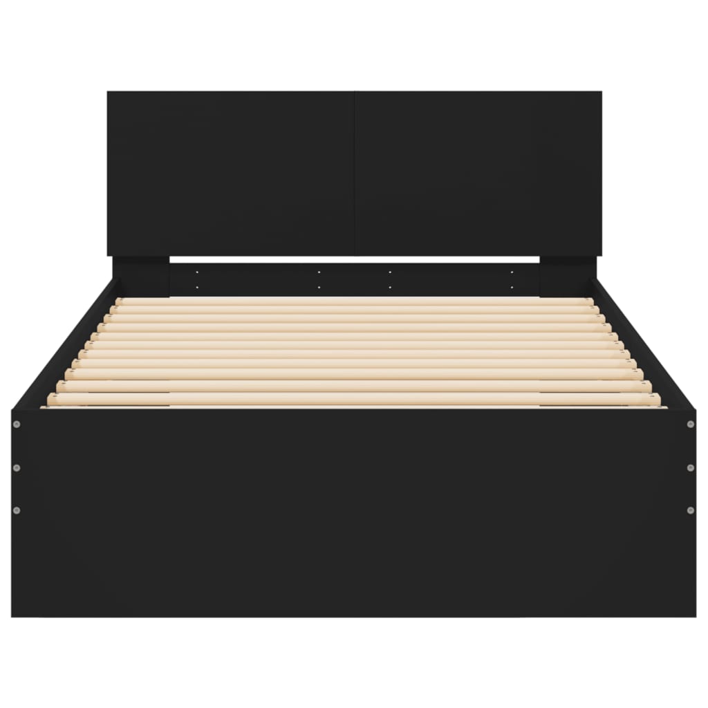 Bedframe met hoofdbord en LED-verlichting zwart 100x200 cm