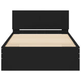 Bedframe met hoofdbord en LED-verlichting zwart 100x200 cm