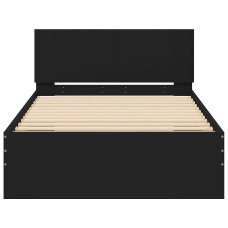 Bedframe met hoofdbord en LED-verlichting zwart 100x200 cm