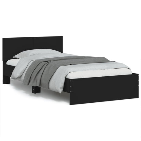 Bedframe met hoofdbord en LED-verlichting zwart 100x200 cm