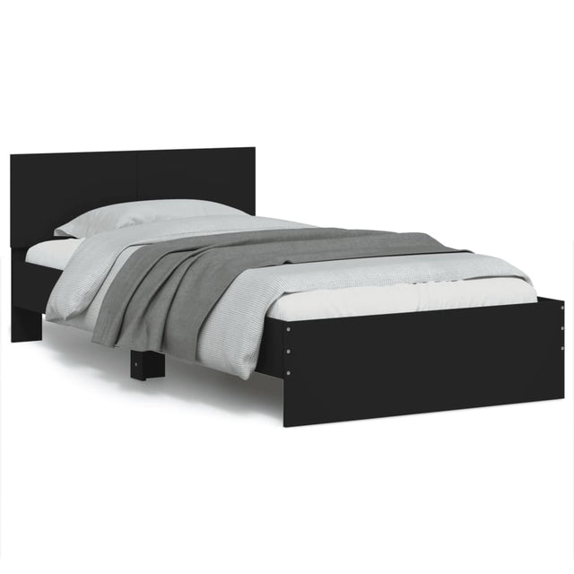 Bedframe met hoofdbord en LED-verlichting zwart 100x200 cm