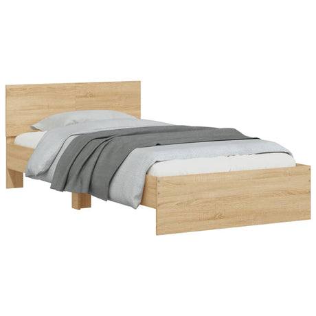 Bedframe met hoofdbord en LED sonoma eikenkleurig 100x200 cm