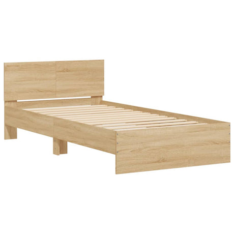 Bedframe met hoofdbord en LED sonoma eikenkleurig 100x200 cm