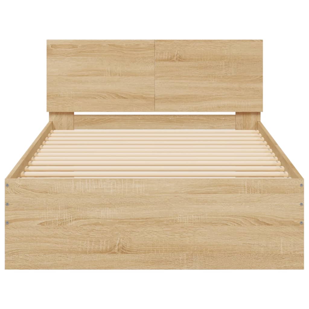 Bedframe met hoofdbord en LED sonoma eikenkleurig 100x200 cm
