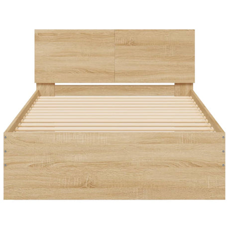 Bedframe met hoofdbord en LED sonoma eikenkleurig 100x200 cm