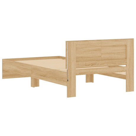 Bedframe met hoofdbord en LED sonoma eikenkleurig 100x200 cm