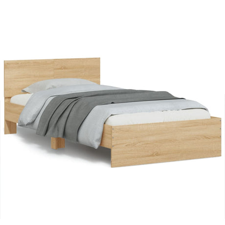 Bedframe met hoofdbord en LED sonoma eikenkleurig 100x200 cm