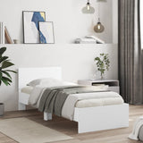 Bedframe met hoofdbord en LED-verlichting wit 90x200 cm