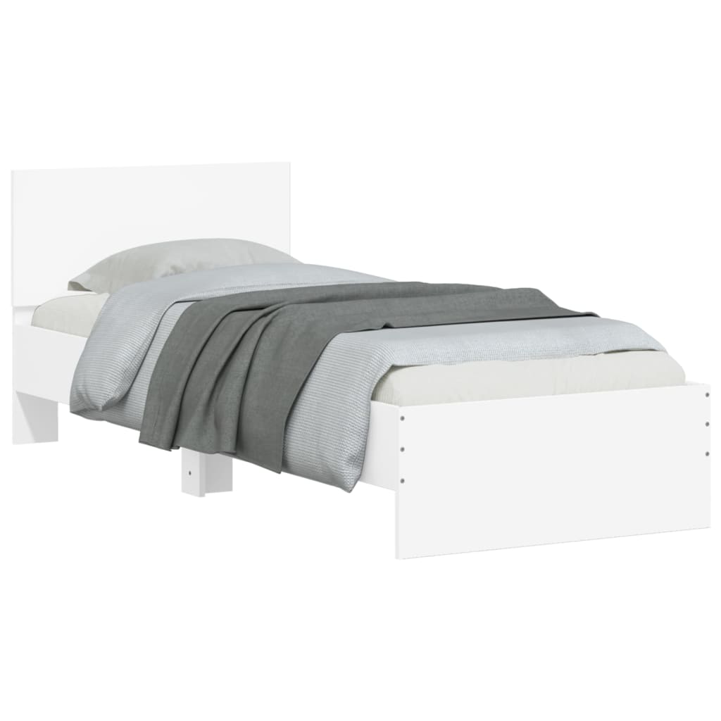 Bedframe met hoofdbord en LED-verlichting wit 90x200 cm