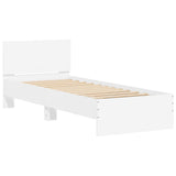 Bedframe met hoofdbord en LED-verlichting wit 90x200 cm