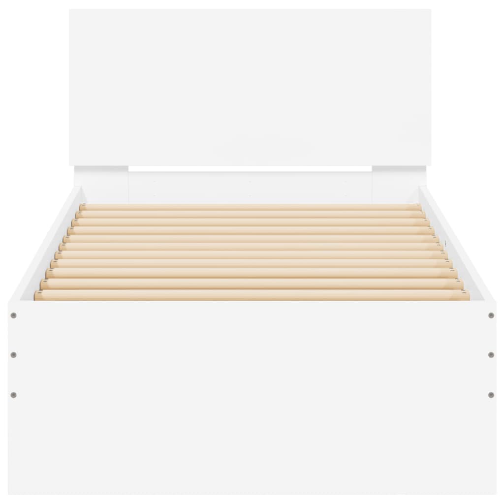 Bedframe met hoofdbord en LED-verlichting wit 90x200 cm