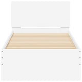 Bedframe met hoofdbord en LED-verlichting wit 90x200 cm