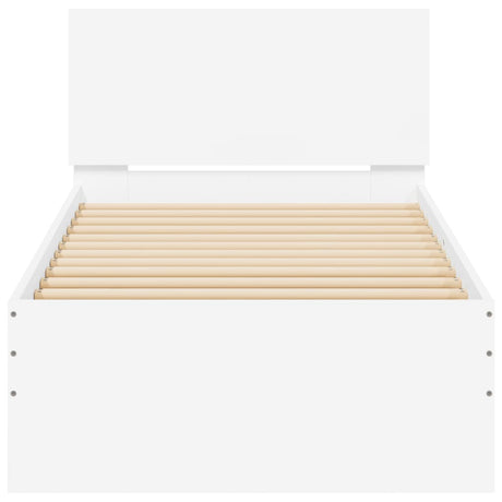 Bedframe met hoofdbord en LED-verlichting wit 90x200 cm