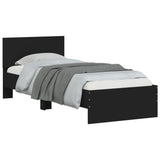 Bedframe met hoofdbord en LED-verlichting zwart 90x200 cm