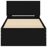 Bedframe met hoofdbord en LED-verlichting zwart 90x200 cm