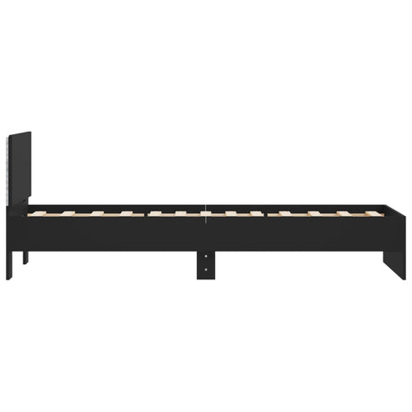 Bedframe met hoofdbord en LED-verlichting zwart 90x200 cm