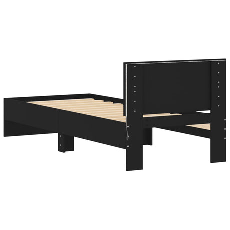 Bedframe met hoofdbord en LED-verlichting zwart 90x200 cm