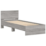 Bedframe met hoofdbord en LED grijs sonoma eikenkleur 90x200 cm