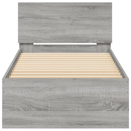 Bedframe met hoofdbord en LED grijs sonoma eikenkleur 90x200 cm