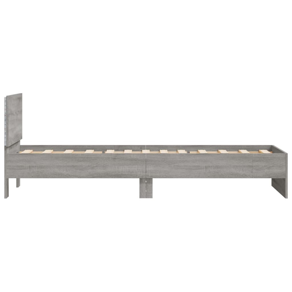 Bedframe met hoofdbord en LED grijs sonoma eikenkleur 90x200 cm