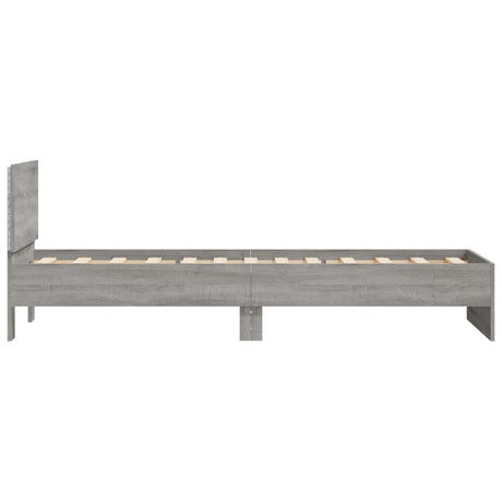 Bedframe met hoofdbord en LED grijs sonoma eikenkleur 90x200 cm
