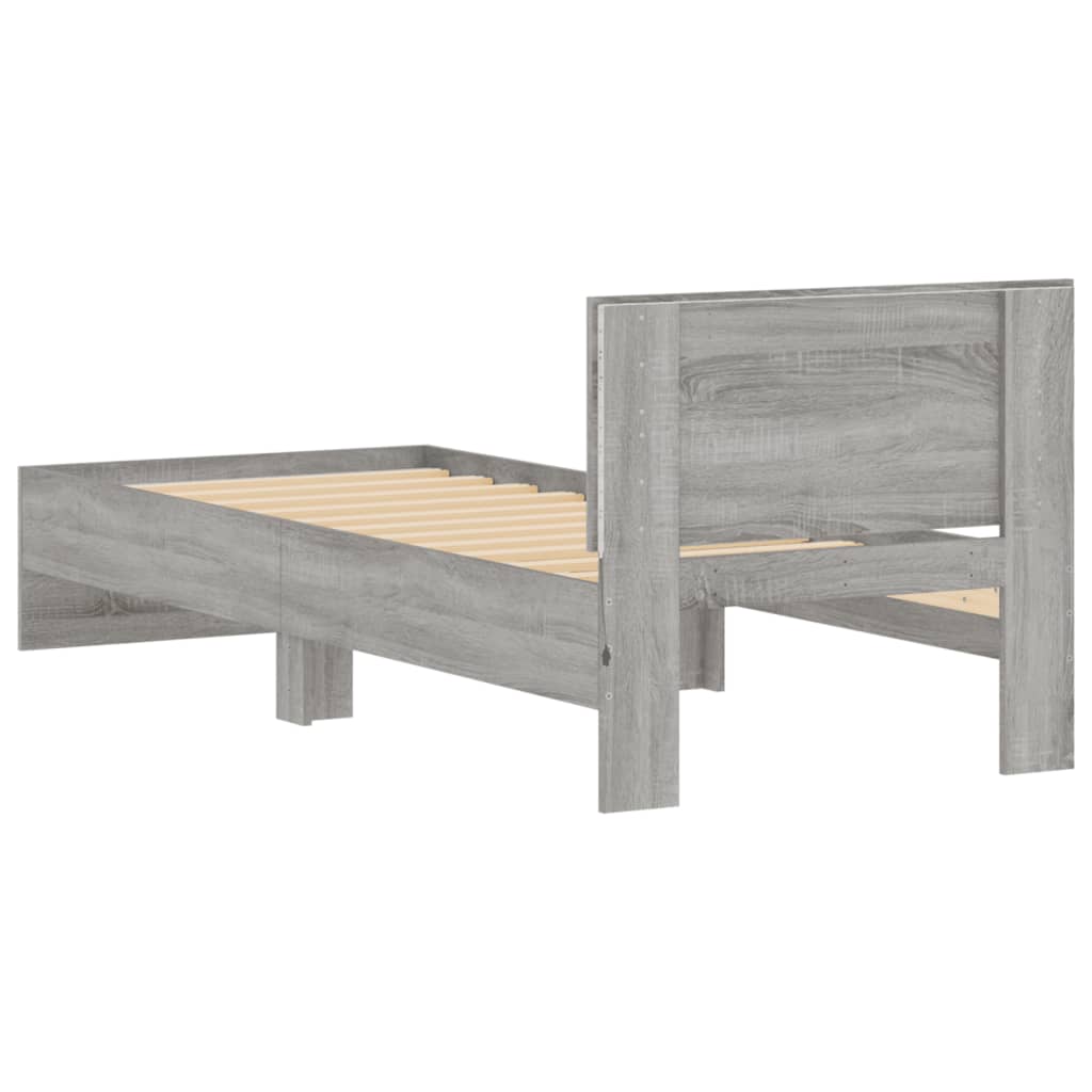 Bedframe met hoofdbord en LED grijs sonoma eikenkleur 90x200 cm