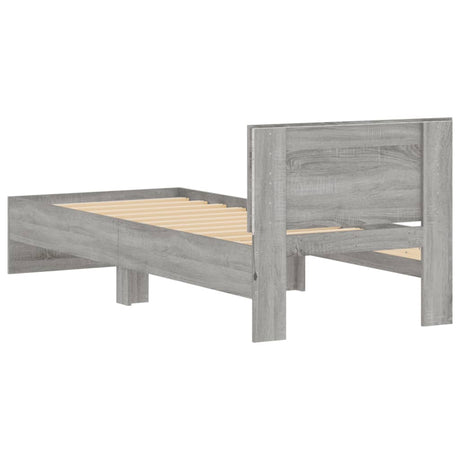 Bedframe met hoofdbord en LED grijs sonoma eikenkleur 90x200 cm