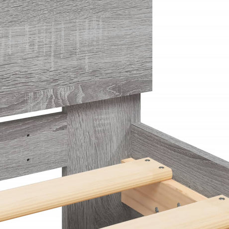 Bedframe met hoofdbord en LED grijs sonoma eikenkleur 90x200 cm