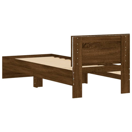 Bedframe met hoofdbord en LED bruin eikenkleur 90x200 cm