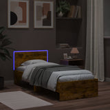 Bedframe met hoofdbord en LED gerookt eikenkleurig 90x190 cm