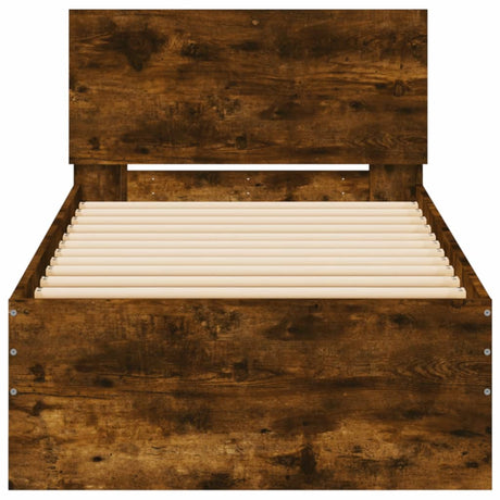 Bedframe met hoofdbord en LED gerookt eikenkleurig 90x190 cm