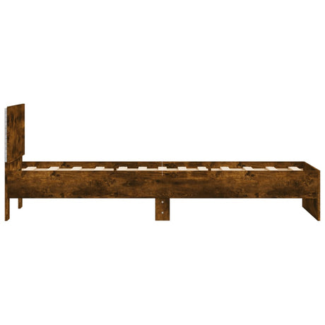 Bedframe met hoofdbord en LED gerookt eikenkleurig 90x190 cm