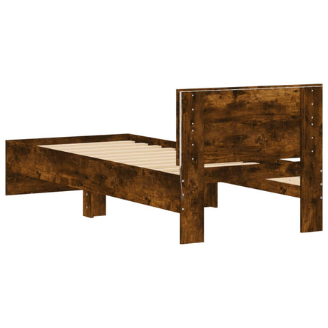 Bedframe met hoofdbord en LED gerookt eikenkleurig 90x190 cm