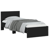 Bedframe met hoofdbord en LED-verlichting zwart 75x190 cm