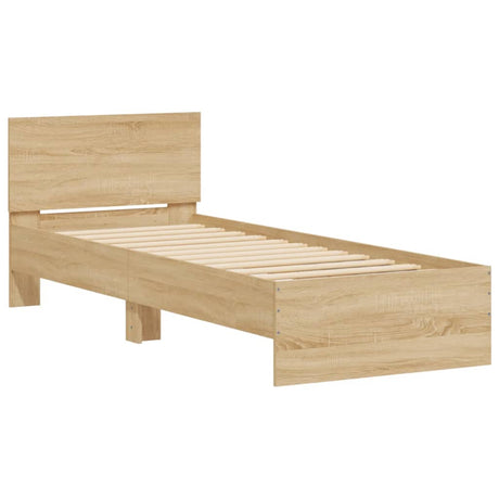 Bedframe met hoofdbord en LED sonoma eikenkleurig 75x190 cm