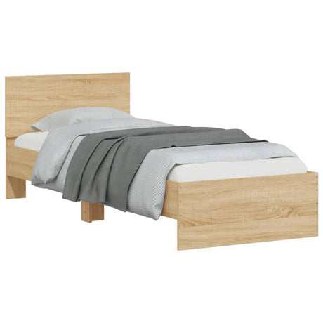 Bedframe met hoofdbord en LED sonoma eikenkleurig 75x190 cm