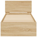 Bedframe met hoofdbord en LED sonoma eikenkleurig 75x190 cm