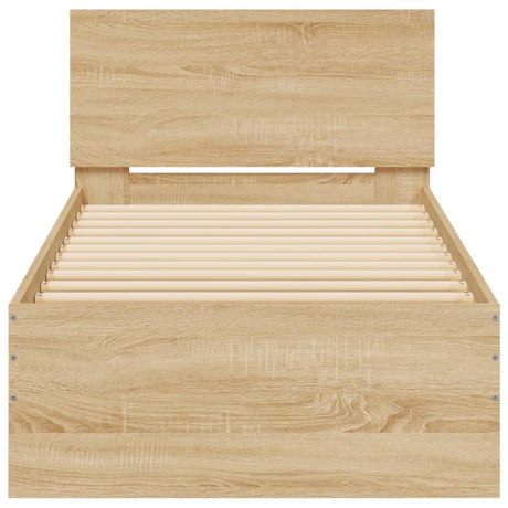 Bedframe met hoofdbord en LED sonoma eikenkleurig 75x190 cm