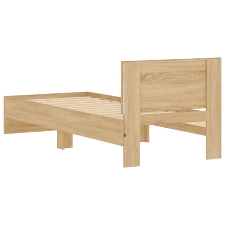 Bedframe met hoofdbord en LED sonoma eikenkleurig 75x190 cm