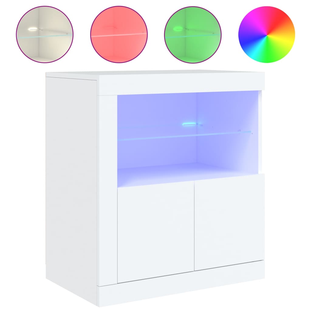 Dressoir met LED-verlichting 60,5x37x67 cm wit