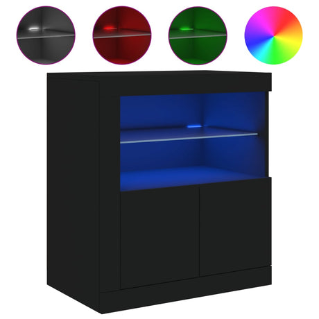 Dressoir met LED-verlichting 60,5x37x67 cm zwart