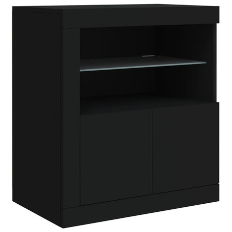 Dressoir met LED-verlichting 60,5x37x67 cm zwart