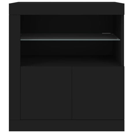 Dressoir met LED-verlichting 60,5x37x67 cm zwart