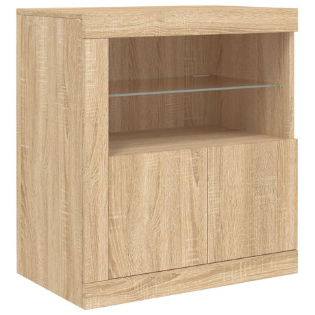 Dressoir met LED-verlichting 60,5x37x67 cm sonoma eikenkleurig